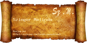 Szinger Melinda névjegykártya